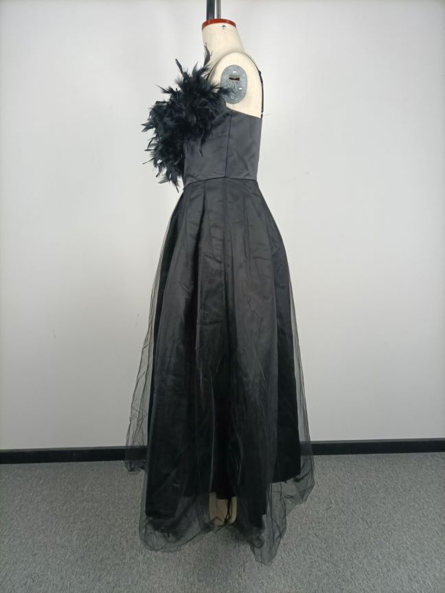 Spring Summer Women Clothing Feather Straps Tulle Elegant Evening Dress by Ragazza