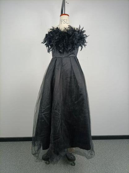Spring Summer Women Clothing Feather Straps Tulle Elegant Evening Dress by Ragazza