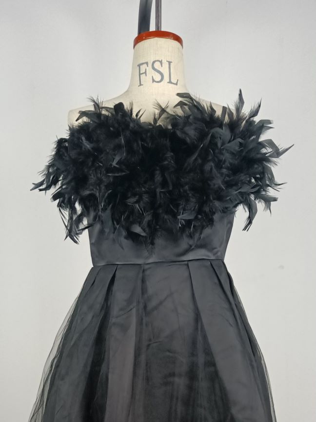 Spring Summer Women Clothing Feather Straps Tulle Elegant Evening Dress by Ragazza