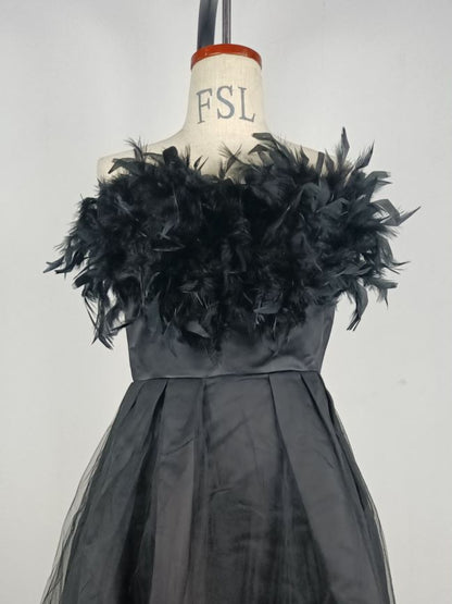 Spring Summer Women Clothing Feather Straps Tulle Elegant Evening Dress by Ragazza