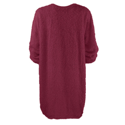 Autumn Winter Women Clothes Mid Length Long Sleeve Round Neck Loose Plush Dress by Ragazza