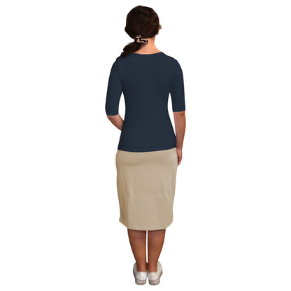 Fitted Layering Shell - Modest Round Neck with Elbow Sleeves by Kosher Casual USA