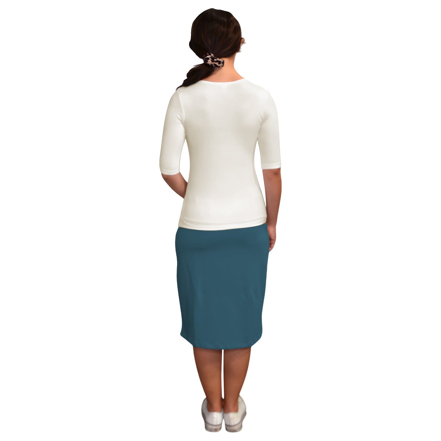 Fitted Layering Shell - Modest Round Neck with Elbow Sleeves by Kosher Casual USA