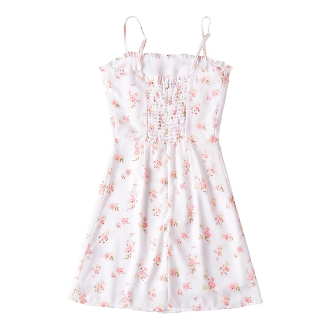 Pastoral Floral Slip Dress Dress Women Wooden Ear Slim Fit Slimming A line Mini Dress by Ragazza