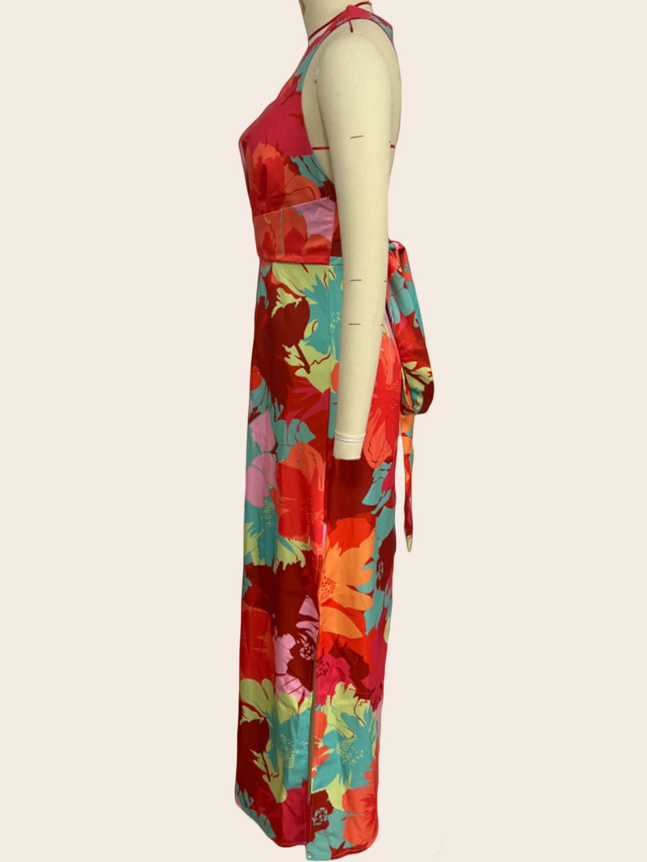 Summer Women Casual V neck Printed Lace up Mid Length Dress by Ragazza