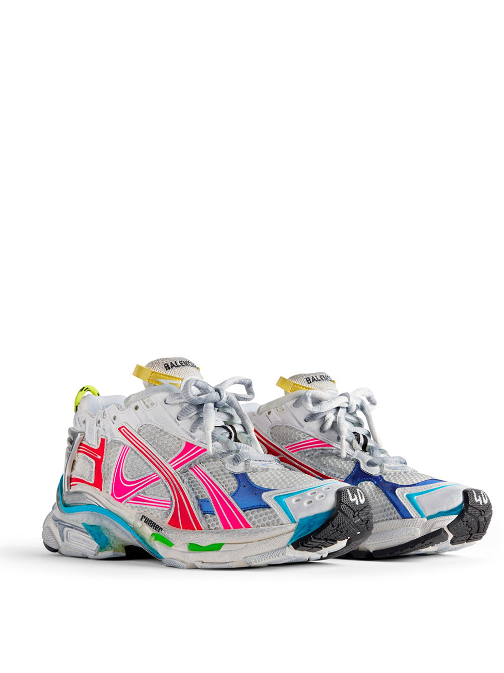 Balenciaga Women Mesh And Nylon Multicolor Worn-Out Effect Runner Sneakers by Luosophy