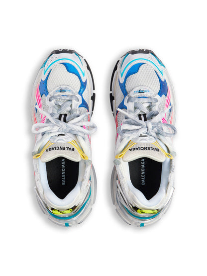 Balenciaga Women Mesh And Nylon Multicolor Worn-Out Effect Runner Sneakers by Luosophy