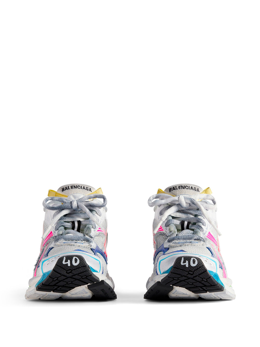 Balenciaga Women Mesh And Nylon Multicolor Worn-Out Effect Runner Sneakers by Luosophy