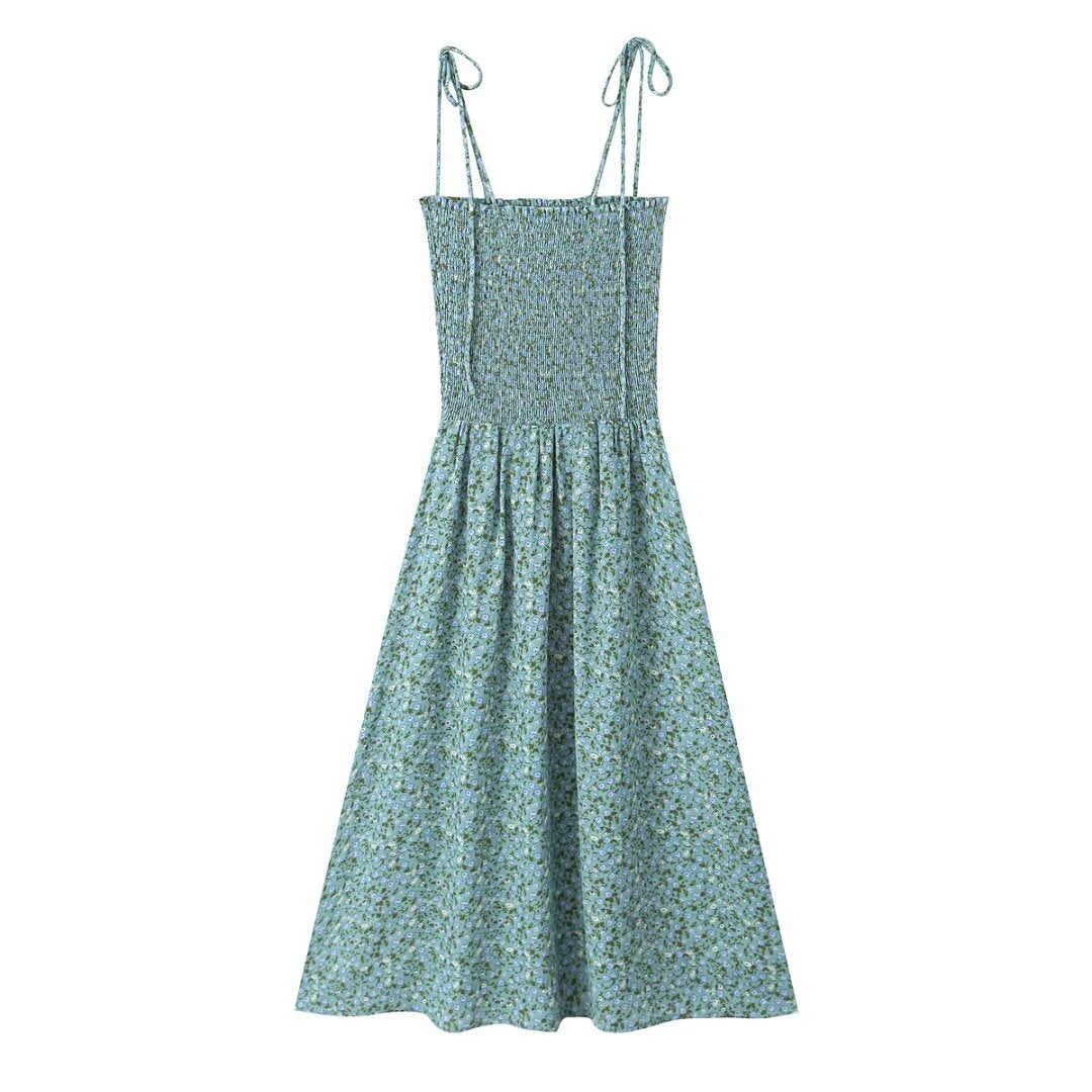 Summer Pastoral Fresh Slim Fit Tied Printing Slip Dress Women by Ragazza