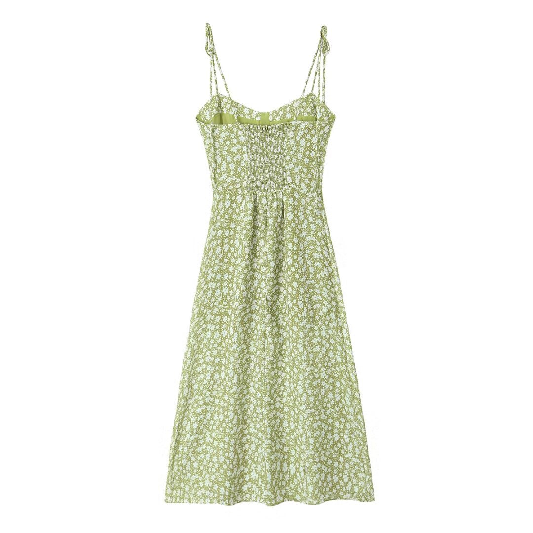 Women Clothing French Blended Floral Printing Midi Dress by Ragazza