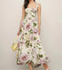 Women Clothing French Vintage Print Lace Up Midi Dress Waist Controlled Slimming Dress by Ragazza