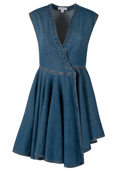 Alaia Women Deep Stone Denim Wrap Dress by Luosophy
