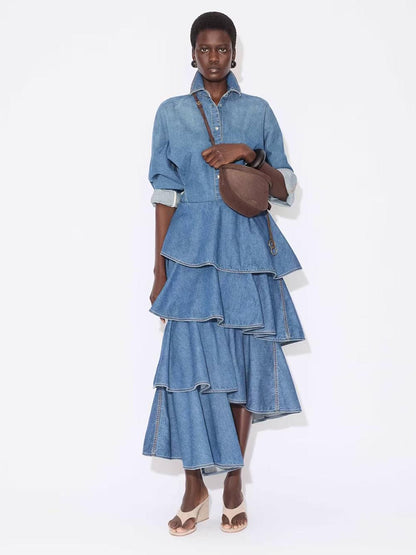Alaia Women Round Denim Shirt