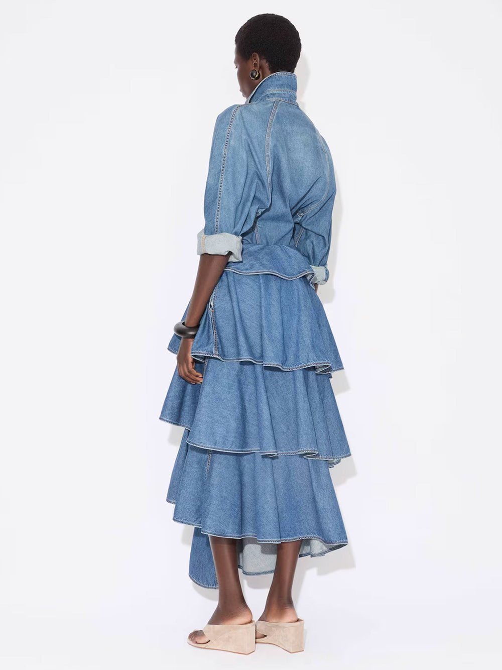 Alaia Women Round Denim Shirt by Luosophy