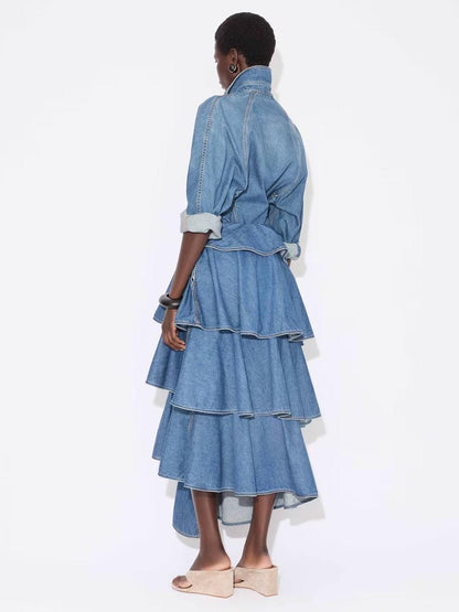 Alaia Women Round Denim Shirt