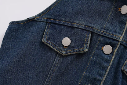 Women Clothing Polo Collar Sleeveless Shirt Loose Casual Denim Dress by Ragazza