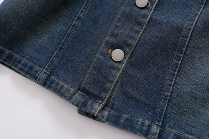 Women Clothing Polo Collar Sleeveless Shirt Loose Casual Denim Dress by Ragazza