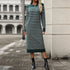 Winter Slim Fit Inter Color Women Knitwear Striped Dress Autumn Winter Dress by Ragazza
