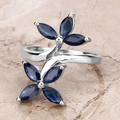 1.75 Carat Genuine Blue Sapphire .925 Sterling Silver Ring  DestGlow