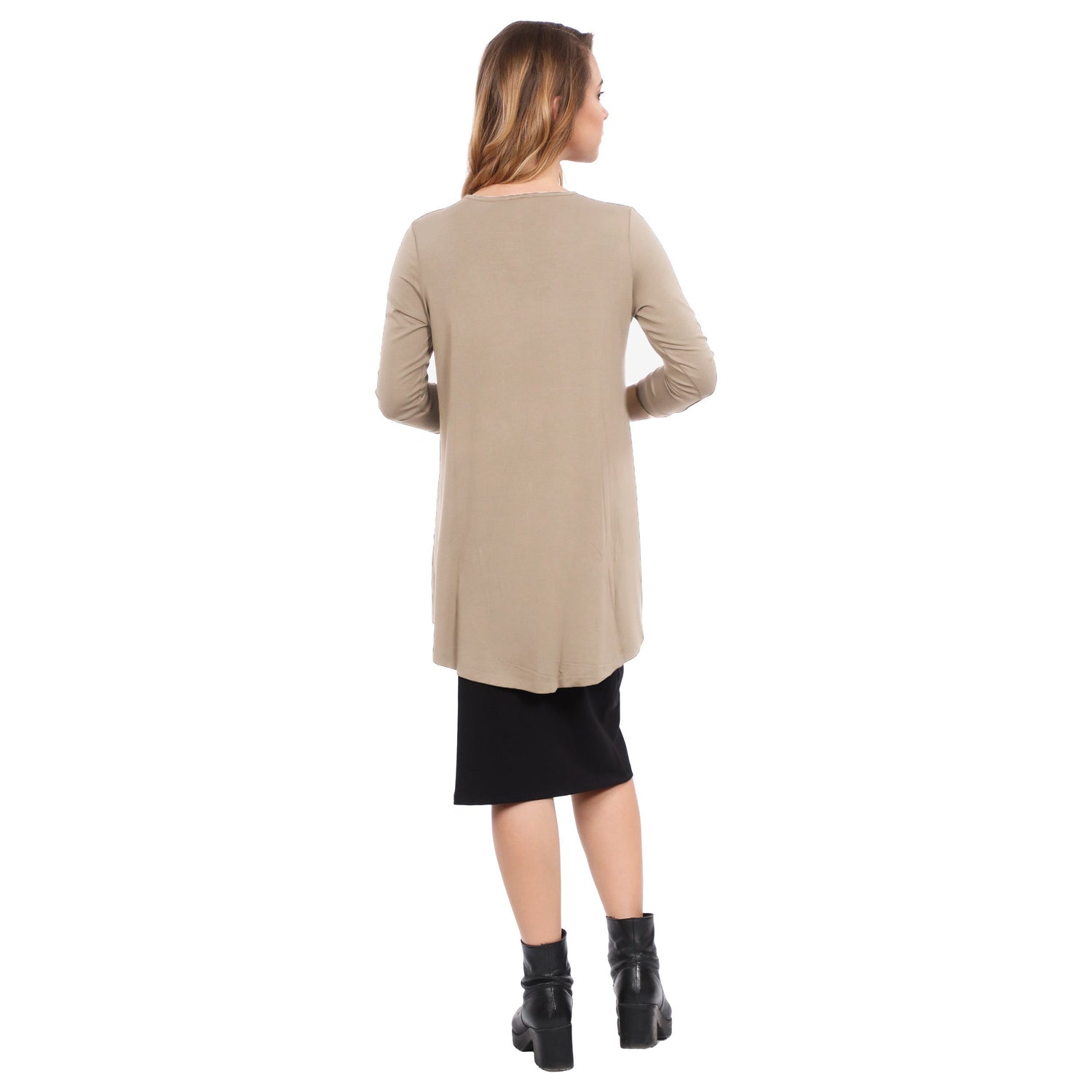 Hi-Lo Flowing 3/4 Sleeve Modest Tunic Top by Kosher Casual USA