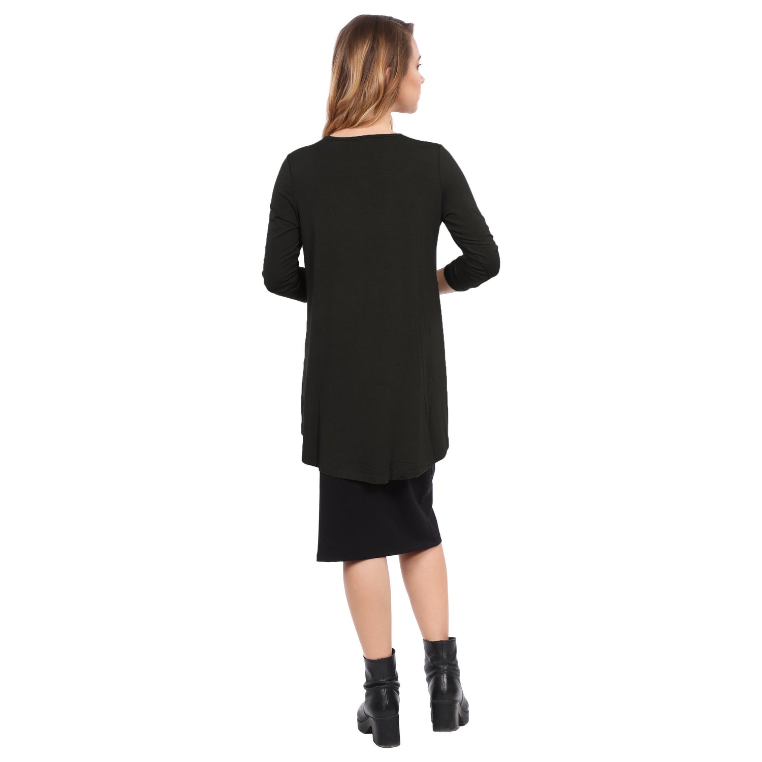 Hi-Lo Flowing 3/4 Sleeve Modest Tunic Top by Kosher Casual USA