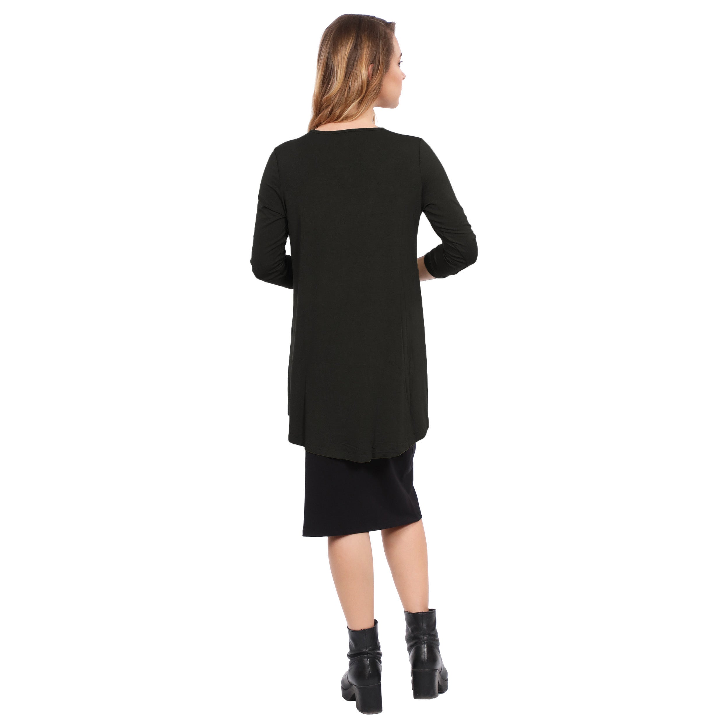 Hi-Lo Flowing 3/4 Sleeve Modest Tunic Top by Kosher Casual USA