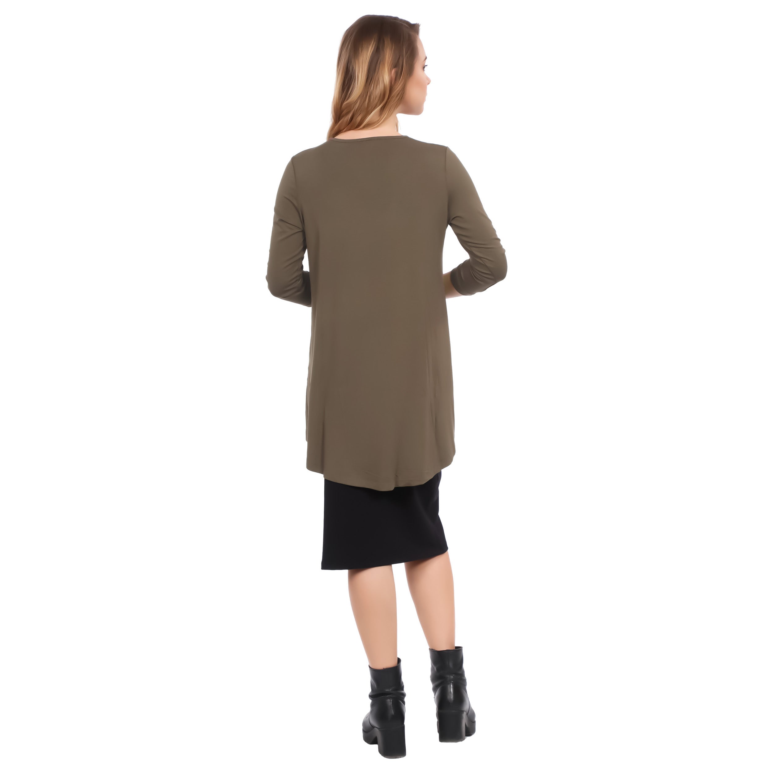 Hi-Lo Flowing 3/4 Sleeve Modest Tunic Top by Kosher Casual USA