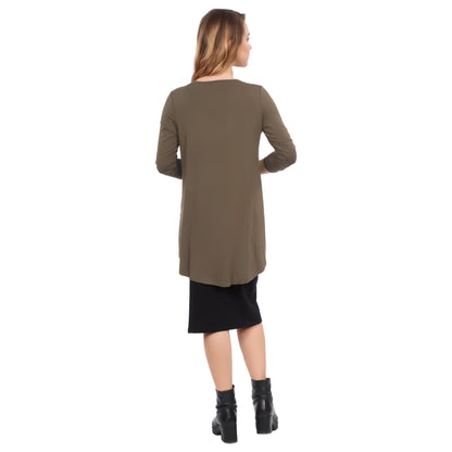 Hi-Lo Flowing 3/4 Sleeve Modest Tunic Top by Kosher Casual USA