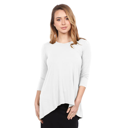 Hi-Lo Flowing 3/4 Sleeve Modest Tunic Top by Kosher Casual USA