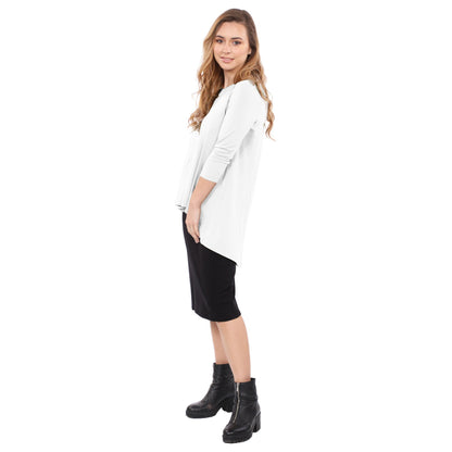 Hi-Lo Flowing 3/4 Sleeve Modest Tunic Top by Kosher Casual USA
