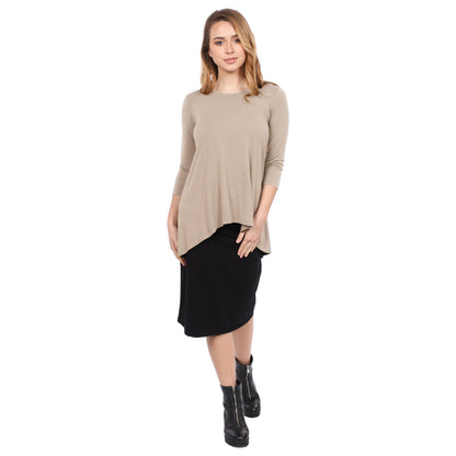 Hi-Lo Flowing 3/4 Sleeve Modest Tunic Top by Kosher Casual USA