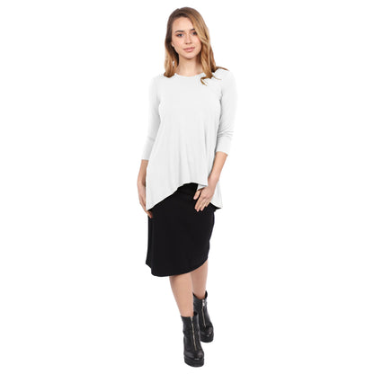 Hi-Lo Flowing 3/4 Sleeve Modest Tunic Top by Kosher Casual USA