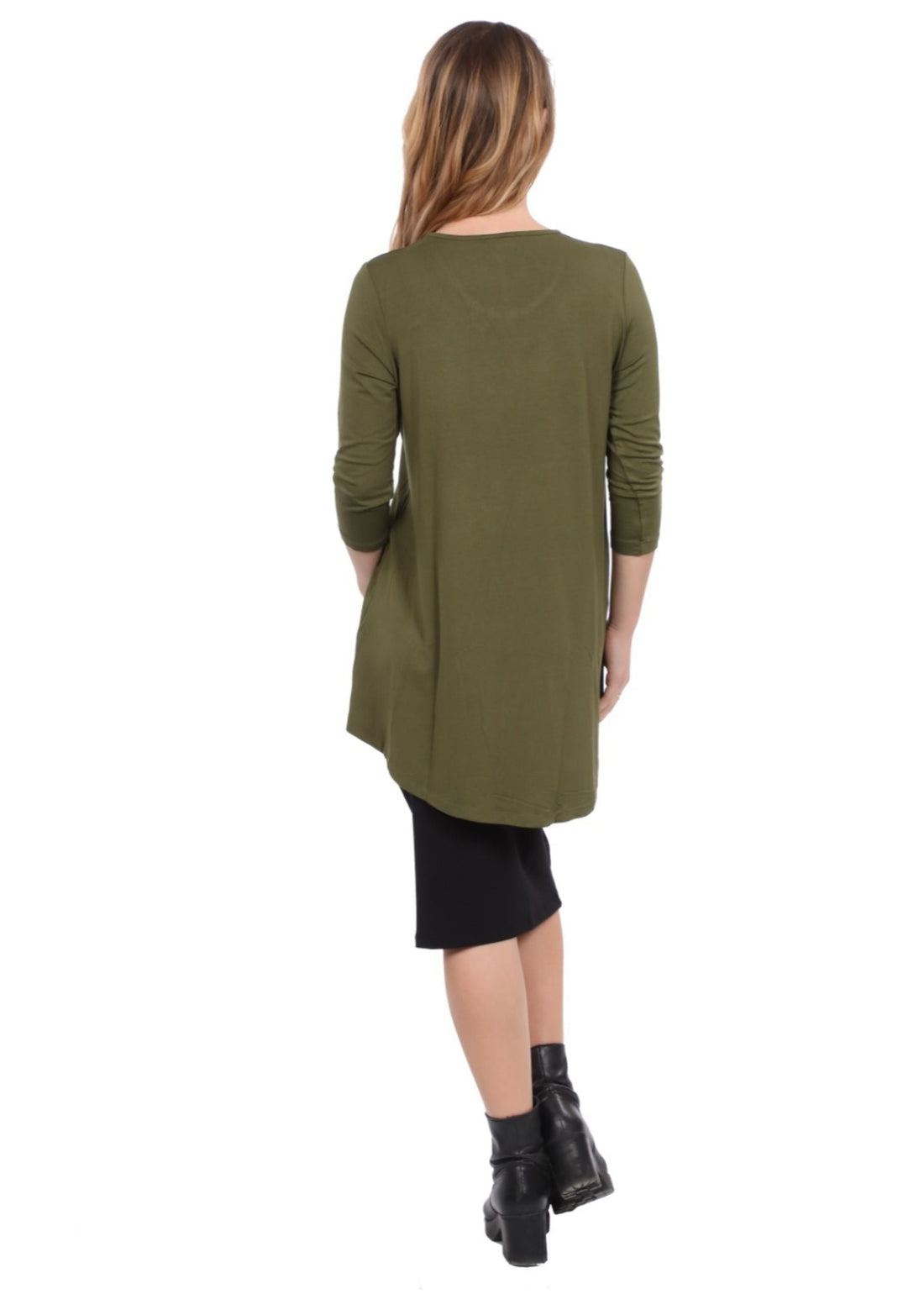 Hi-Lo Flowing 3/4 Sleeve Modest Tunic Top by Kosher Casual USA