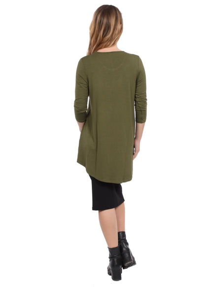 Hi-Lo Flowing 3/4 Sleeve Modest Tunic Top by Kosher Casual USA