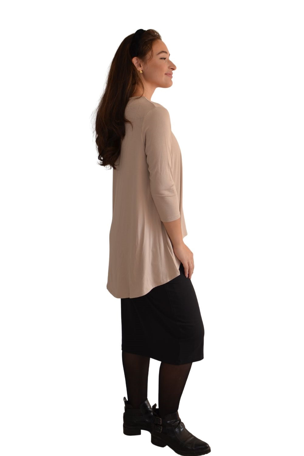 Hi-Lo Flowing 3/4 Sleeve Modest Tunic Top by Kosher Casual USA