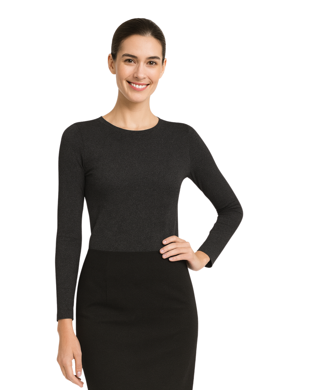 Modest Crew Neck Layering Shell - Long Sleeve Comfort Layer by Kosher Casual USA