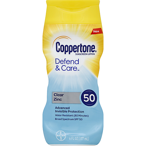 Coppertone Defend &amp; Care Sunscreen, Clear Zinc, Lotion, SPF 50 by Pasteur Pharmacy