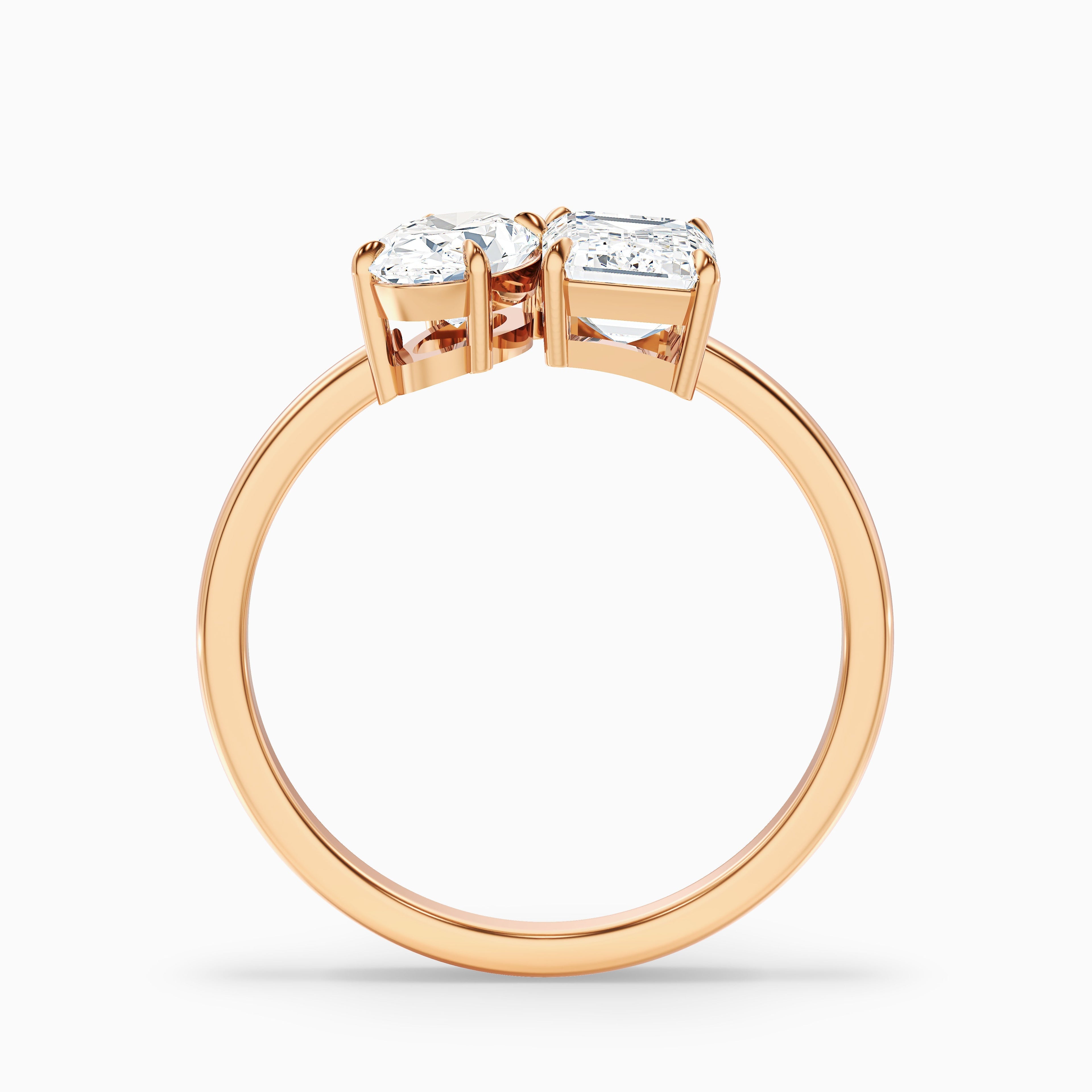 Amaya Toi Et Moi Engagement Ring in 10k White Gold With Oval and Emerald Two Stone Lab Grown Diamond (1.5 Ct. Tw.)  DestGlow