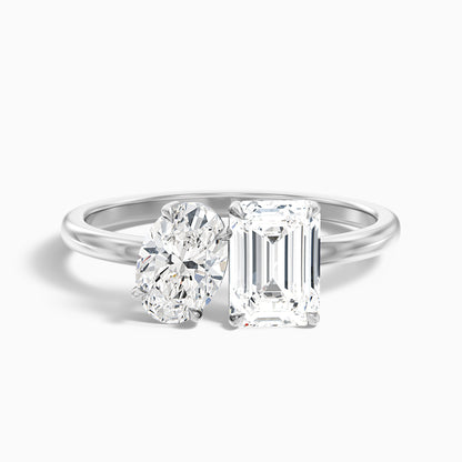 Amaya Toi Et Moi Engagement Ring in 14k Rose Gold With Oval and Emerald Two Stone Lab Grown Diamond (2.5 Ct. Tw.)  DestGlow