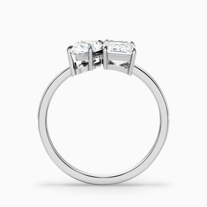 Emily Toi Et Moi Ring in 10k Yellow Gold With Oval and Emerald Two Stone Moissanite Diamond (3.5 Ct. Tw.)  DestGlow