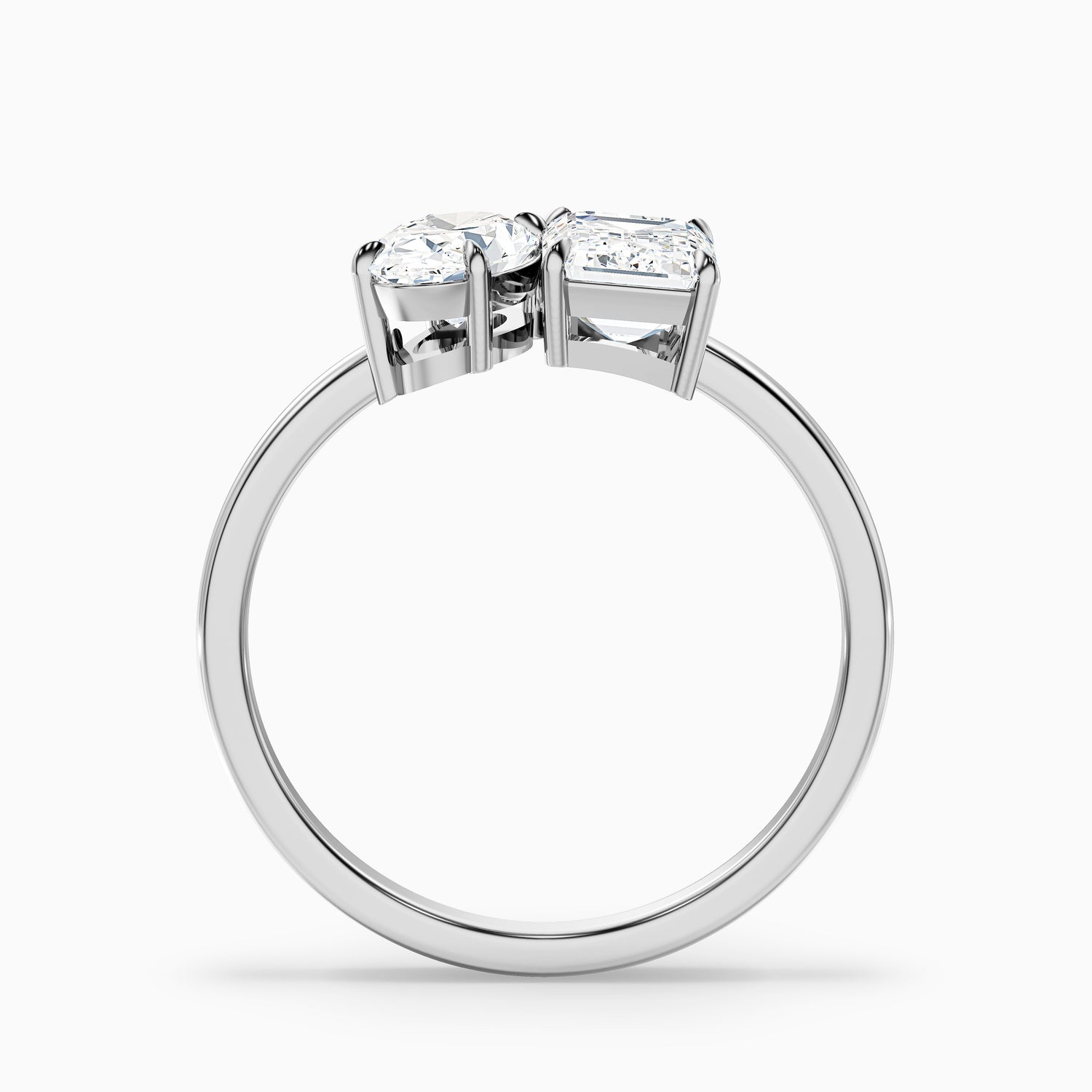 Amaya Toi Et Moi Diamond Ring in 14k Rose Gold With Oval and Emerald Two Stone Lab Grown Diamond (3 Ct. Tw.)  DestGlow