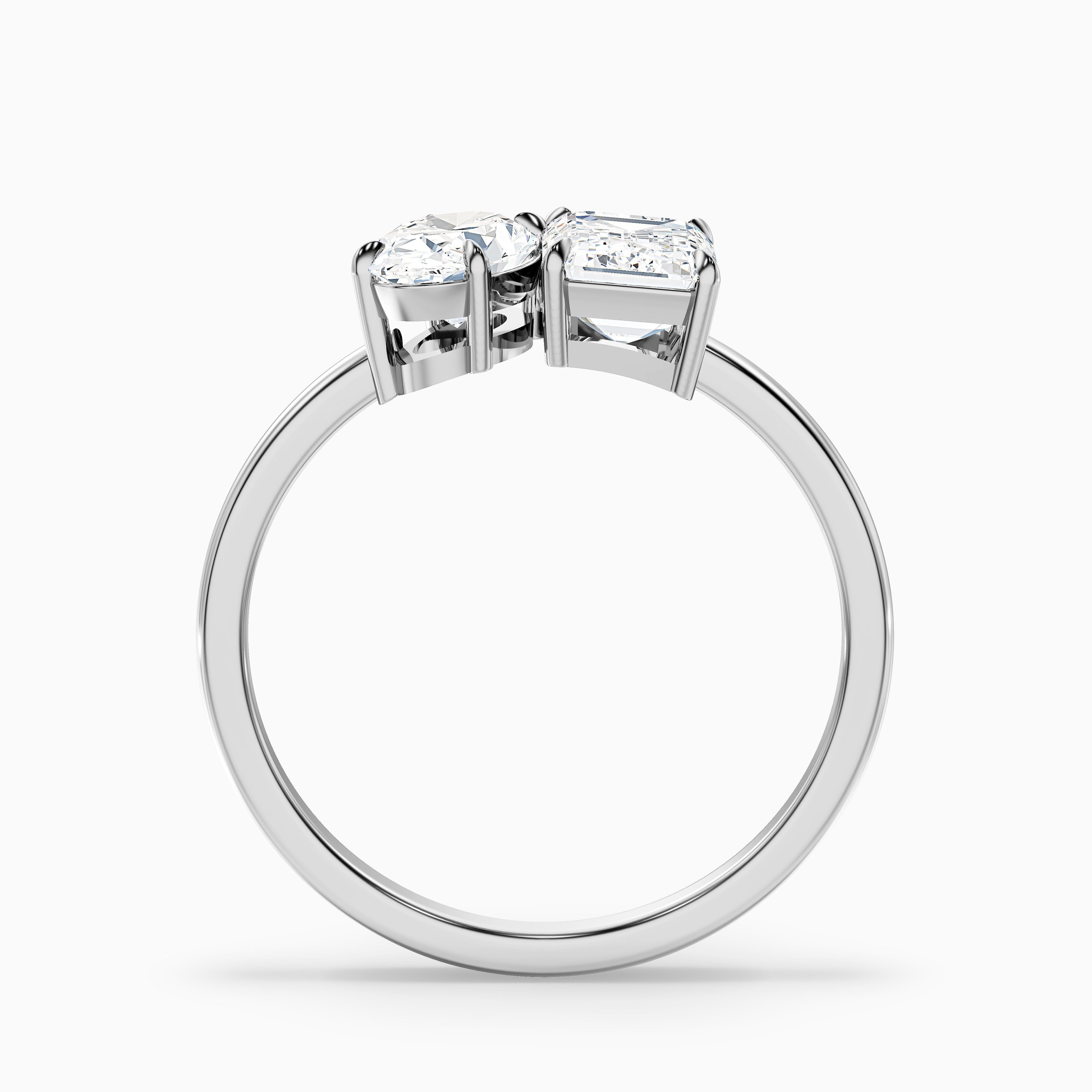 Amaya Toi Et Moi Ring in 14k Yellow Gold With Oval and Emerald Two Stone Lab Grown Diamond (1.5 Ct. Tw.)  DestGlow