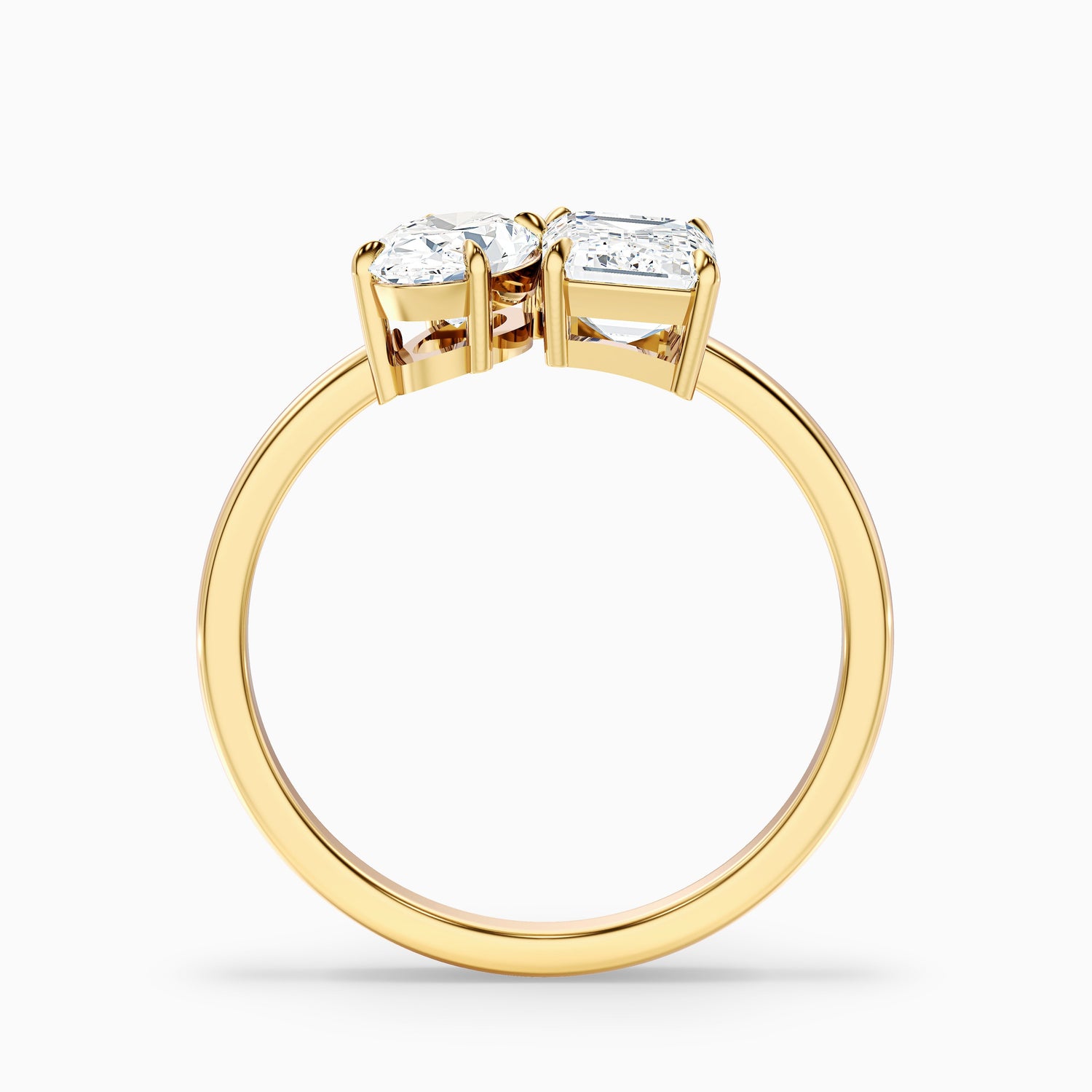 Emily Toi Et Moi Ring in Platinum With Oval and Emerald Two Stone Moissanite Diamond (4.5 Ct. Tw.)