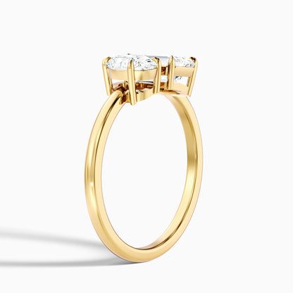 Amaya Toi Et Moi Engagement Ring in 18k White Gold With Oval and Emerald Two Stone Lab Grown Diamond (4.5 Ct. Tw.)  DestGlow