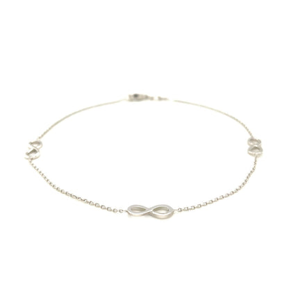 Sterling Silver Anklet with Infinity Symbols by Bids.com