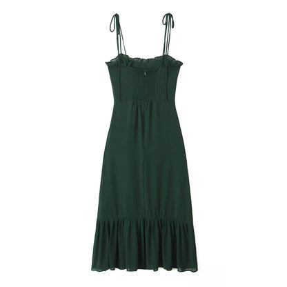 Summer Women Clothing Solid Color Backless Dress Midi Dress by Ragazza