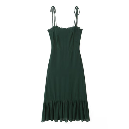 Summer Women Clothing Solid Color Backless Dress Midi Dress by Ragazza