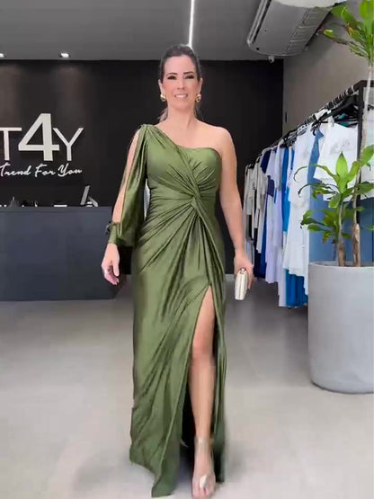 Spring Evening Dress Socialite Cinched Waist Slim Fit Maxi Dress Women by Ragazza