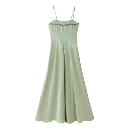 Women Clothing Summer Waist Controlled Large Hem Satin Sling Dress Women by Ragazza