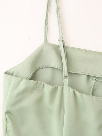 Women Clothing Summer Waist Controlled Large Hem Satin Sling Dress Women by Ragazza